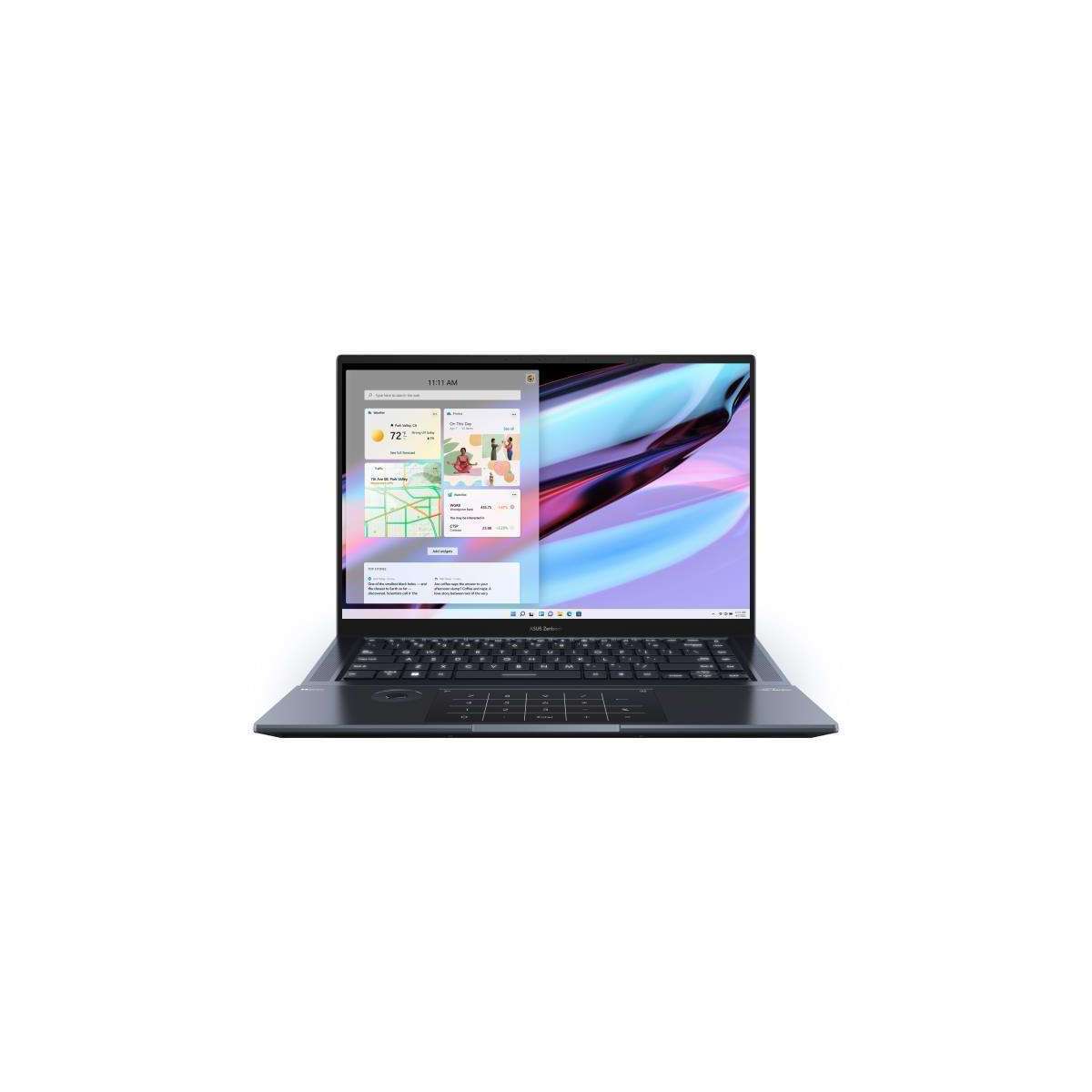 Pilt Asus | Zenbook BX7602VI-ME096W | Black | 16 " | OLED | Touchscreen | 3840 x 2400 pixels | Intel Core i9 | i9-13900H | 32 GB | LPDDR5 | SSD 2000 GB | Intel Iris Xe Graphics | NVIDIA GeForce RTX 4070 | GDDR6 | 8 GB | Windows 11 Home | 802.11ax | Bluetooth version 5.3 | Keyboard language US | Keyboard backlit | Warranty 36 month(s)