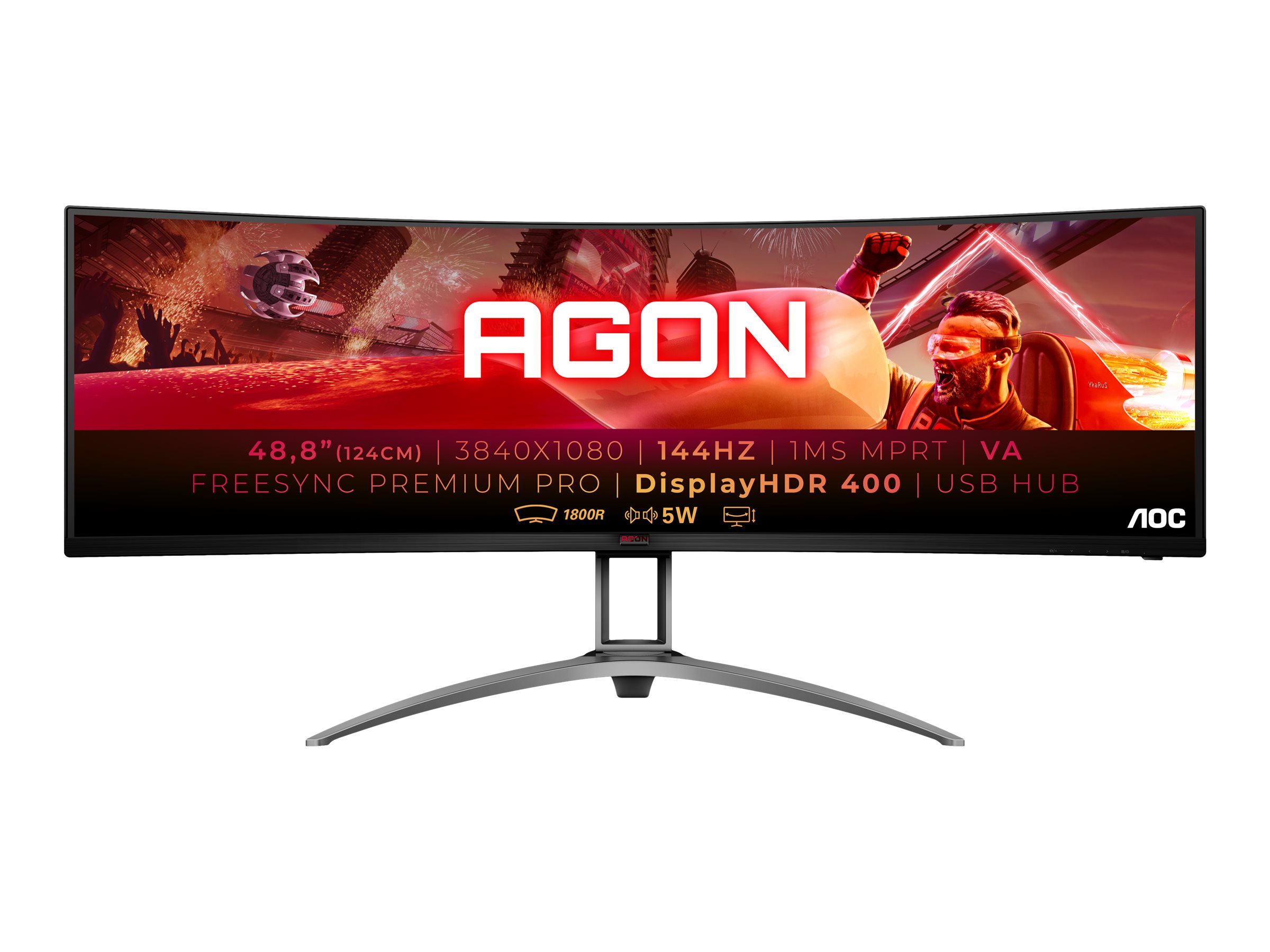 Pilt AOC | 3840 x 1080 pixels | AG493QCX | 49 " | LCD | 32:9 | 144 Hz | 1 ms | HDMI ports quantity 2 | Warranty 36 month(s)