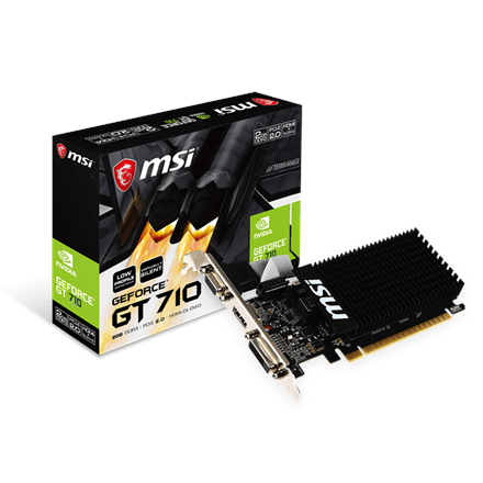 Pilt MSI | GT 710 2GD3H LP | NVIDIA | 2 GB | GeForce GT 710 | DDR3 | DVI-D ports quantity 1 | HDMI ports quantity 1 | PCI Express 2.0 x16 (uses x8) | Memory clock speed 1600 MHz | Processor frequency 954 MHz | VGA (D-Sub) ports quantity 1