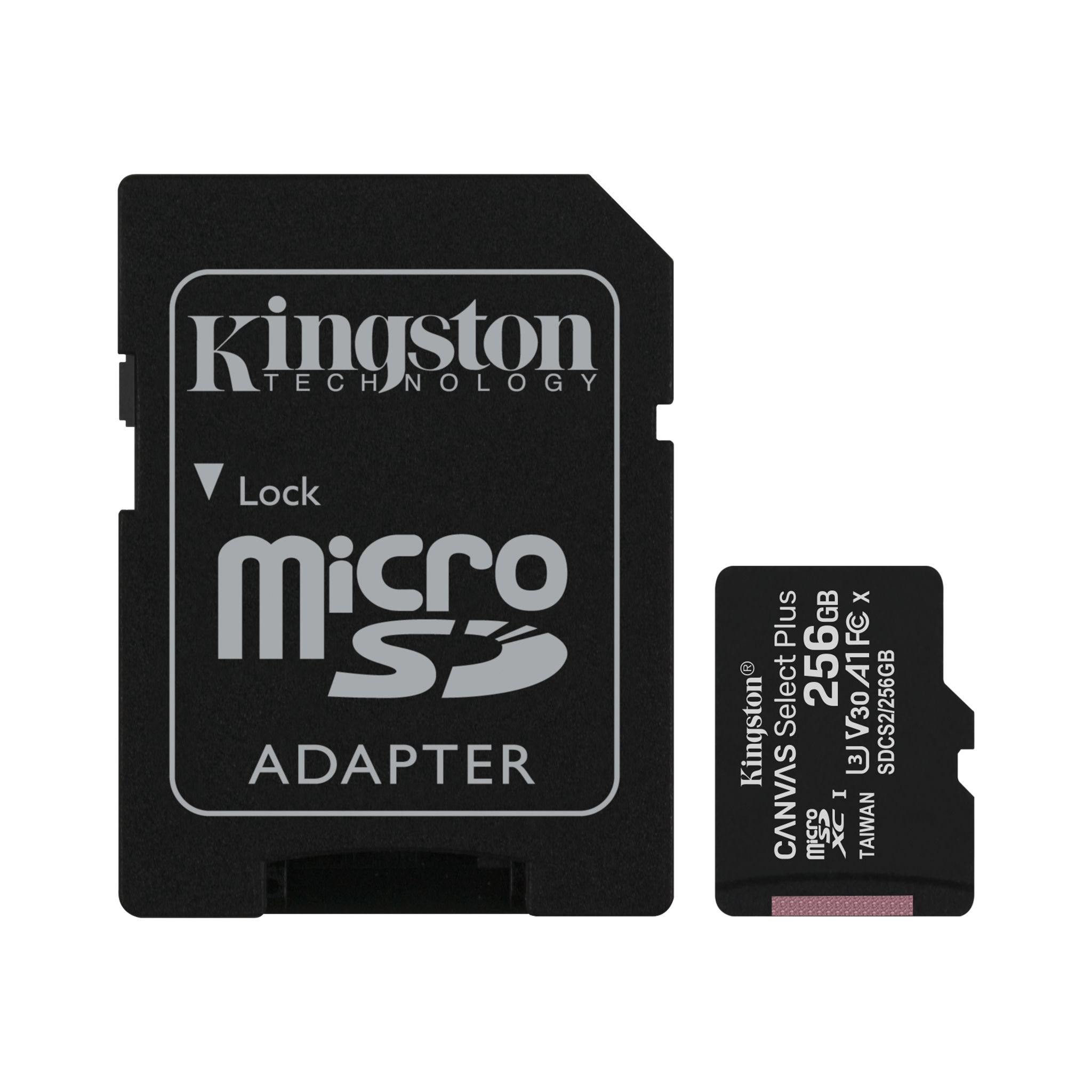 Pilt Kingston | Canvas Select Plus | UHS-I | 256 GB | MicroSDXC | Flash memory class 10 | SD Adapter