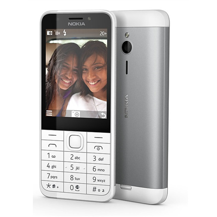 Pilt Nokia | 230 | Silver | 2.8 " | TFT | 240 x 320 | 16 MB | N/A MB | Dual SIM | Mini-SIM | Bluetooth | 3.0 | USB version microUSB 1.1 | Built-in camera | Main camera 2 MP | Secondary camera 2 MP | 1200 mAh