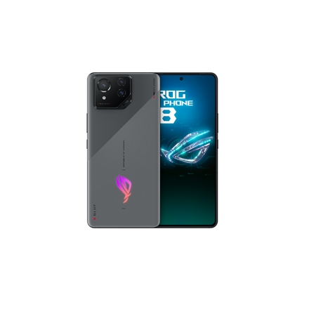 Pilt Asus | ROG Phone 8 | Rebel Grey | 6.78 " | AMOLED | 2400 x 1080 pixels | Qualcomm | Snapdragon 8 Gen 3 | Internal RAM 12 GB | 256 GB | Dual SIM | Nano-SIM | 4G | Main camera 50+32+13 MP | Secondary camera 32 MP | Android | 14