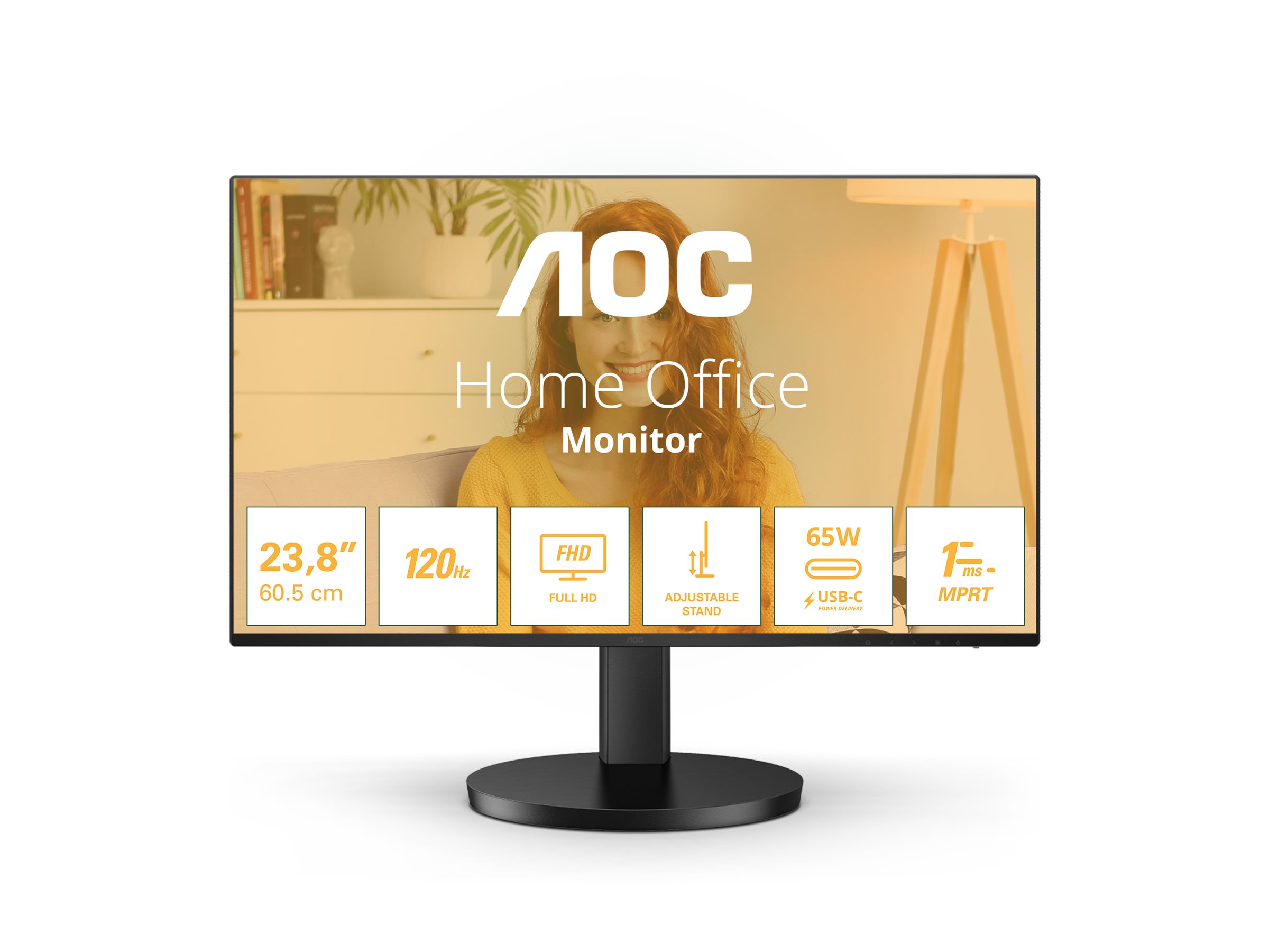 Pilt AOC 24B3CF2 | 23.8 " | IPS | FHD | 16:9 | 120 Hz | 4 ms | 1920 x 1080 pixels | 300 cd/m² | HDMI ports quantity 1 | Black