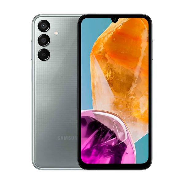 Pilt Samsung Galaxy M15 (M156) | Grey | 6.5 " | Super AMOLED | 1080 x 2340 pixels | Mediatek | Dimensity 6100+ (6 nm) | Internal RAM 4 GB | 128 GB | microSDXC | Dual SIM | Nano-SIM | 4G | 5G | Main camera 50+5+2 MP | Secondary camera 13 MP | Android | 14 | 6000 mAh