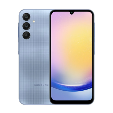 Pilt Samsung | Galaxy | A25 (A256) | Blue | 6.5 " | Super AMOLED | 1080 x 2340 pixels | Exynos 1280 (5 nm) | Internal RAM 6 GB | 128 GB | Dual SIM | Nano-SIM | 3G | 4G | 5G | Main camera 50+8+2 MP | Secondary camera 13 MP | Android | 14