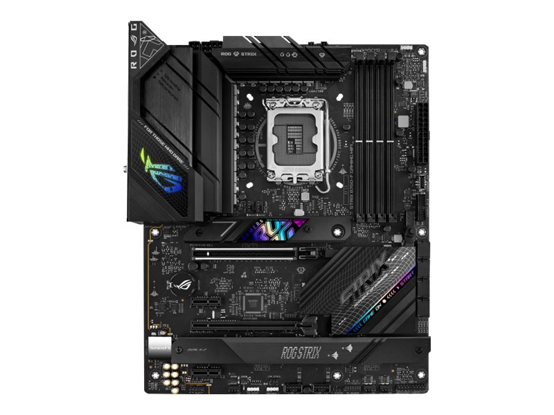 Pilt ASUS ROG STRIX B760-F GAMING WIFI | Asus Processor family Intel B760 | Processor socket 1 x LGA1700 Socket | 4 DIMM slots - DDR5, non-ECC, on-die ECC, unbuffered | Supported hard disk drive interfaces SATA-600 (RAID), 3 x M.2 | Number of SATA connectors 4