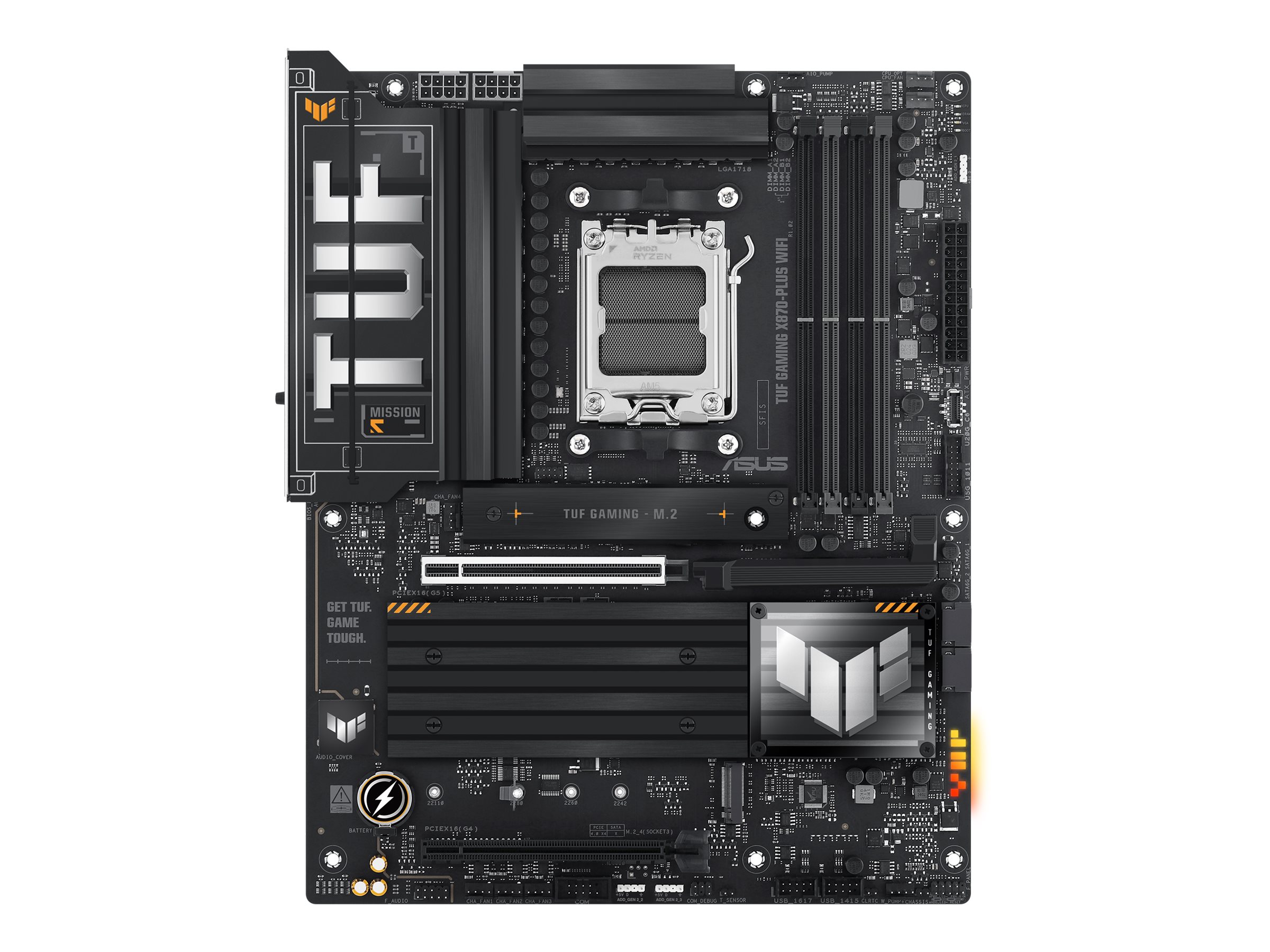 Pilt Asus Processor family AMD | Processor socket AM5 | DDR5 DIMM | Memory slots 4 | Supported hard disk drive interfaces SATA, M.2 | Number of SATA connectors 2 | Chipset AMD X870 | ATX