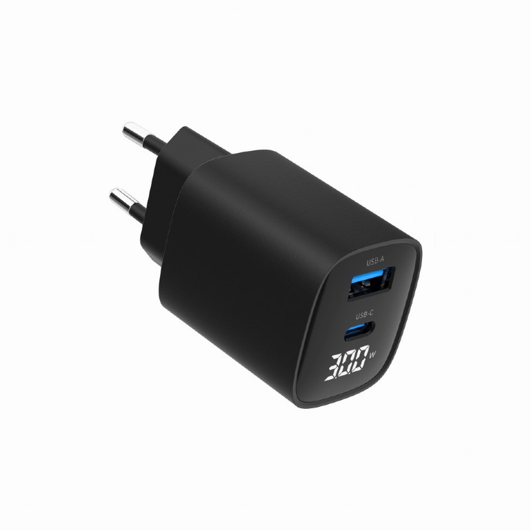 Pilt Gembird 2-port 30W USB fast charger, LCD | TA-UC-PDQC30LCD-BK-01
