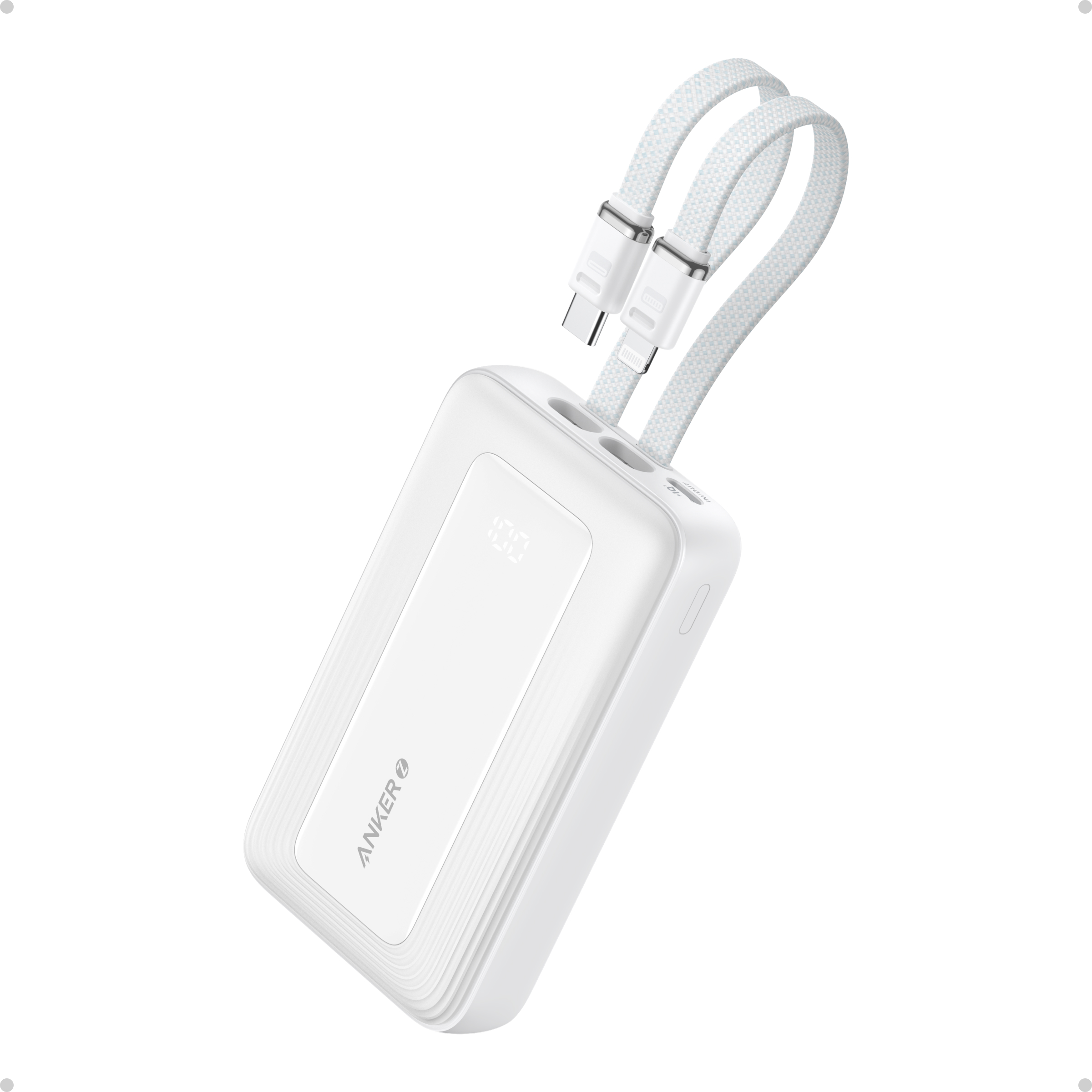 Pilt Anker | Power Bank | A1680H21 | 10000 mAh | USB-C 30W, Lightning 27W | Built-In USB-C and Lightning Cables | White