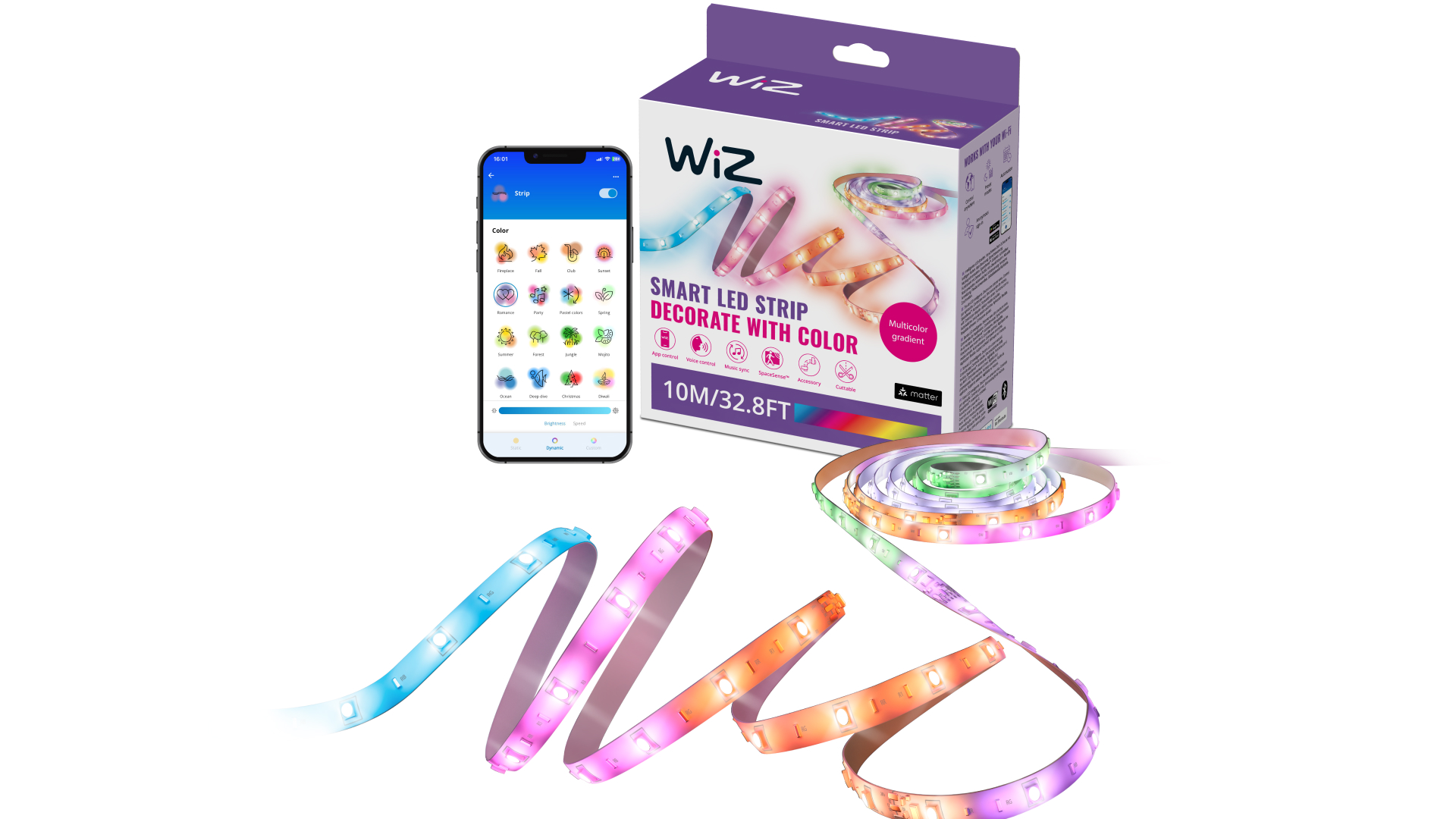 Pilt WiZ Smart WiFi RGBIC LED strip, 10m|17.9 W|RGB