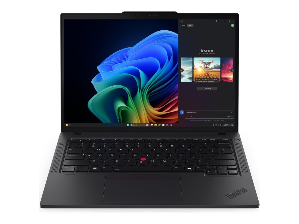 Pilt Lenovo ThinkPad T14 G6 Intel | Black | 14 " | IPS | WUXGA | 1920 x 1200 pixels | Anti-glare | Intel Core Ultra 7 | 258V | 32 GB | Soldered LPDDR5X | Solid-state drive capacity 512 GB | Intel Arc Graphics 140V | Windows 11 Pro | 802.11be | Bluetooth version 5.4 | 5G Upgradable | Keyboard language English | Keyboard backlit | Warranty 36 month(s) | Battery warranty 12 month(s)
