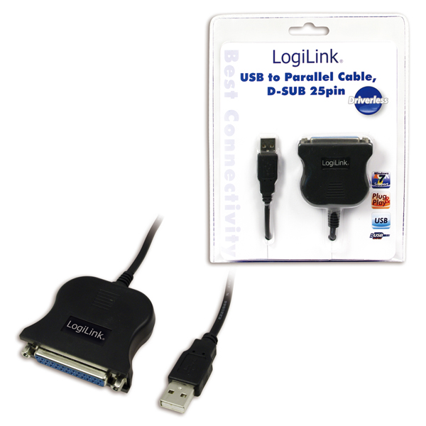 Pilt Logilink | USB 2.0 adapter to Paralel (LPT)  DB25 , 1,8m | USB-A to LPT USB A male | DB25