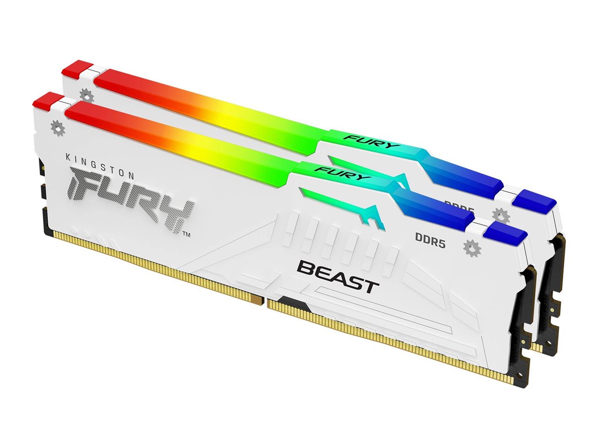 Pilt Kingston KF560C30BWEAK2-64 64GB 6000MT/s DDR5 CL30 DIMM (Kit of 2) FURY Beast White RGB EXPO | Kingston