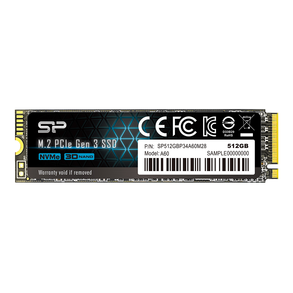 Pilt Silicon Power | A60 | 512 GB | SSD interface M.2 NVME | Read speed 2200 MB/s | Write speed 1600 MB/s