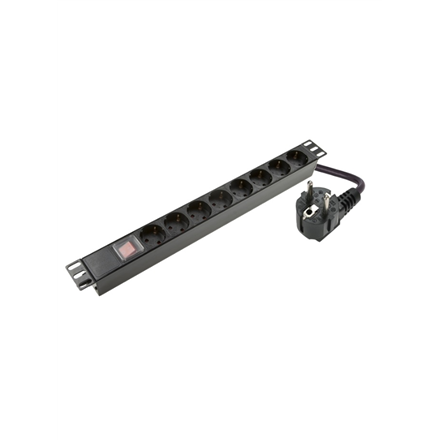 Pilt SOMI Networks | 1U, 19?, 8x Schuko PDU Power Panel | PDU08SAS | Black | With Switch; No Protection; Schuko Input; Cord 1.8m