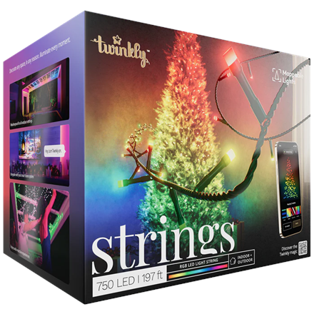 Pilt Twinkly Strings Smart LED 750 RGB, 60m, Black wire|Multicolor