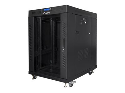 Pilt Lanberg | Rack cabinet 19" free-standing 15U/800x1000 (flat pack) with glass door, LCD | FF01-8015-12BL | Black