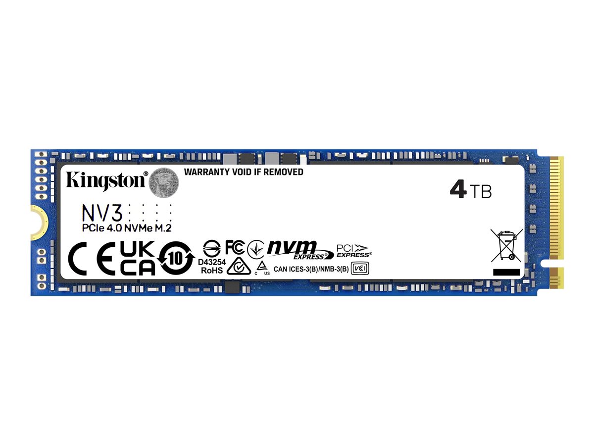 Pilt Kingston SSD | NV3 | 4000 GB | SSD form factor M.2 2280 | Solid-state drive interface PCIe 4.0 x4 NVMe | Read speed 6000 MB/s | Write speed 5000 MB/s