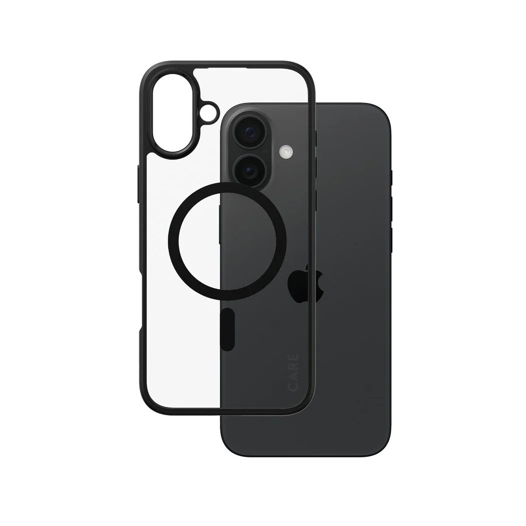 Pilt CARE by PanzerGlass Case Flagship Urban Combat | Back protection | Apple | iPhone 16 Plus | Recycled plastic | Transparent/Black | MagSafe