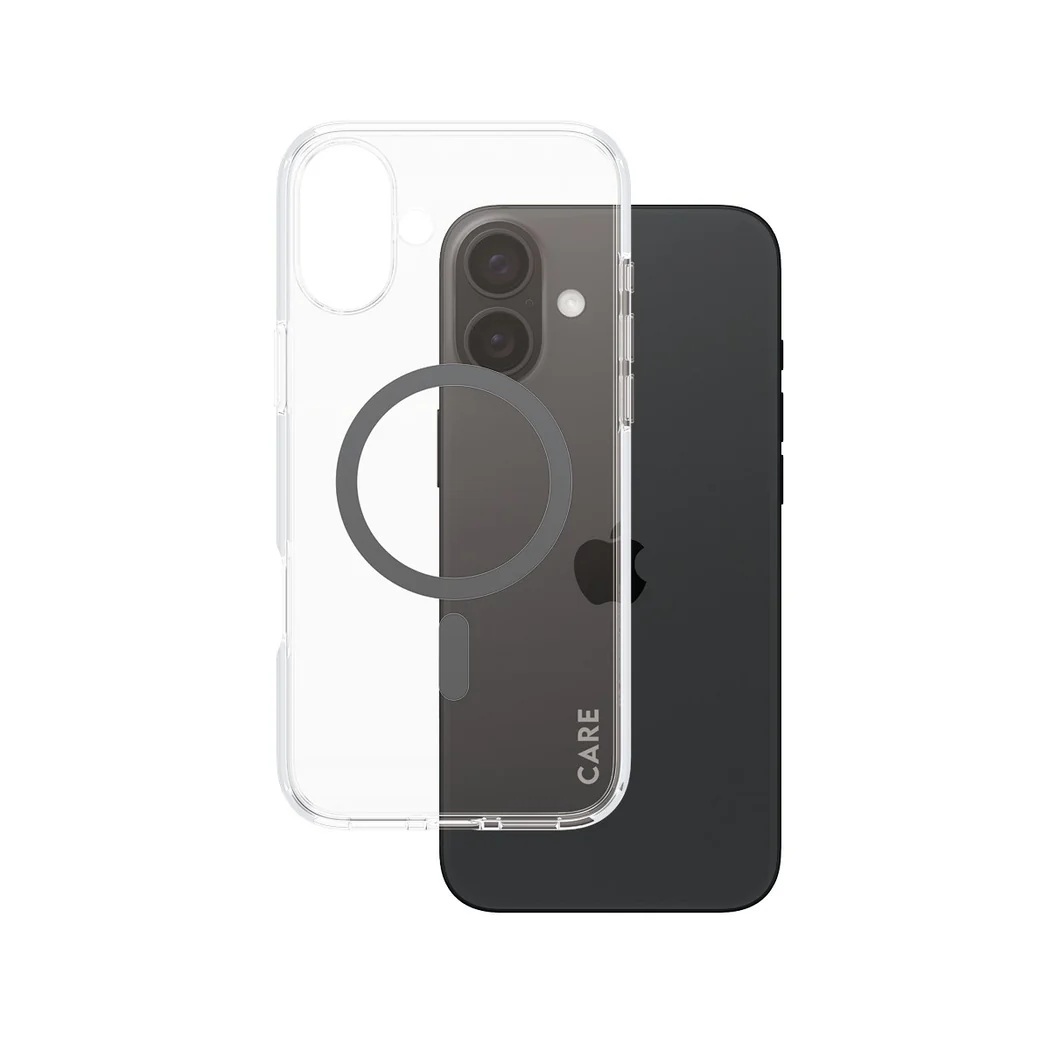 Pilt CARE by PanzerGlass Case Flagship | Back protection | Apple | iPhone 16 Plus | Recycled plastic | Transparent/Black | MagSafe