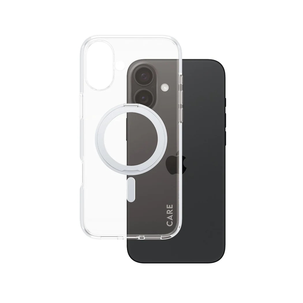 Pilt CARE by PanzerGlass Case Feature | Back protection | Apple | iPhone 16 Plus | Recycled plastic | Silver | Kickstand & MagSafe