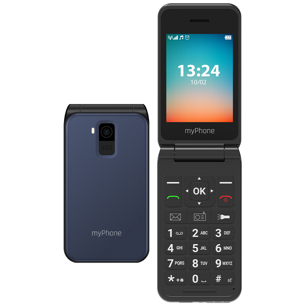 Pilt myPhone Flip | LTE | Black | 2.8 " | TFT | 48 MB | 128 MB | 3G | Bluetooth | 2.1 | USB version Type-C | Built-in camera | Main camera resolution 1.3 MP | 1000 mAh