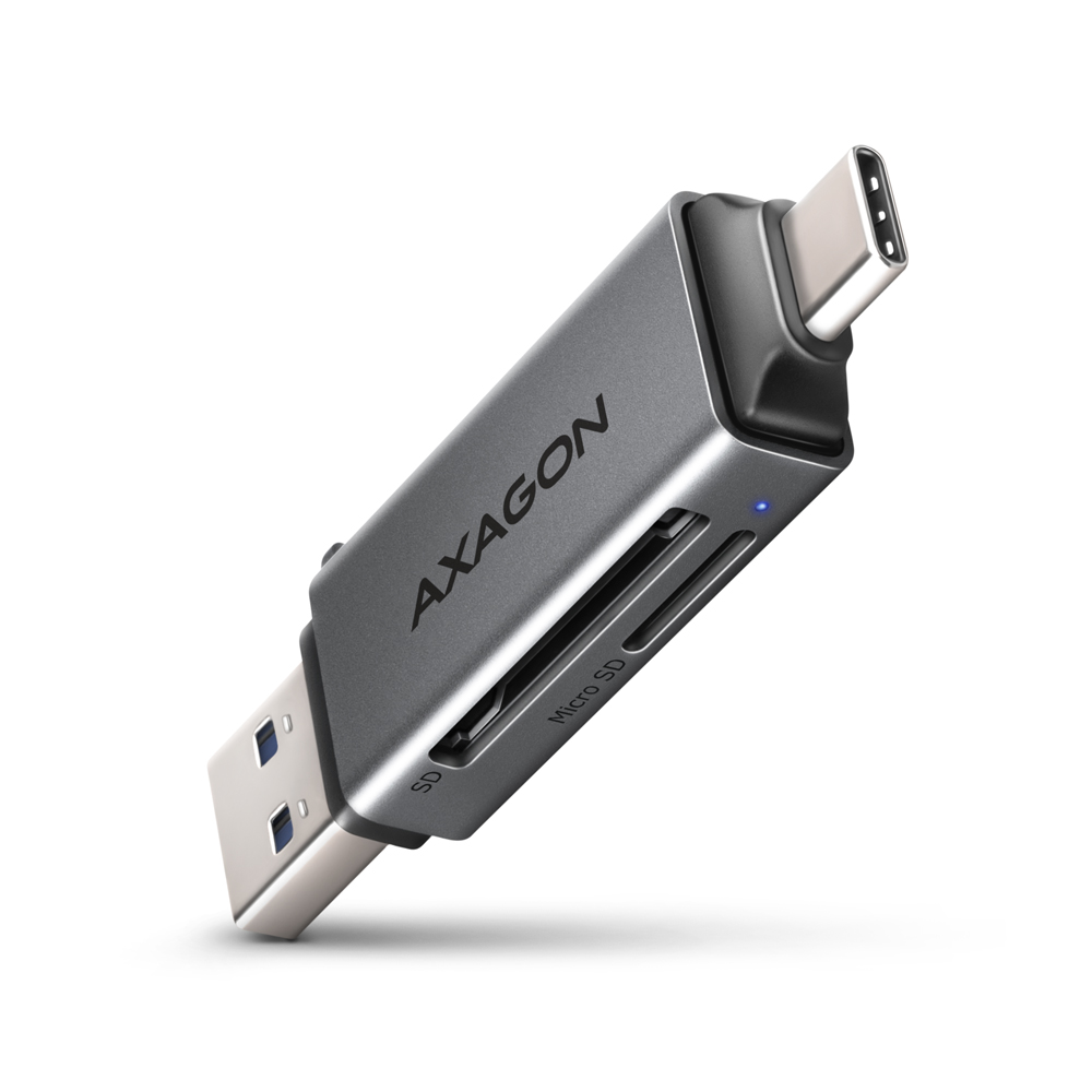 Pilt AXAGON Mobile USB 3.2 Gen 1 MINI card reader with USB-C and USB-A connectors | CRE-DAC