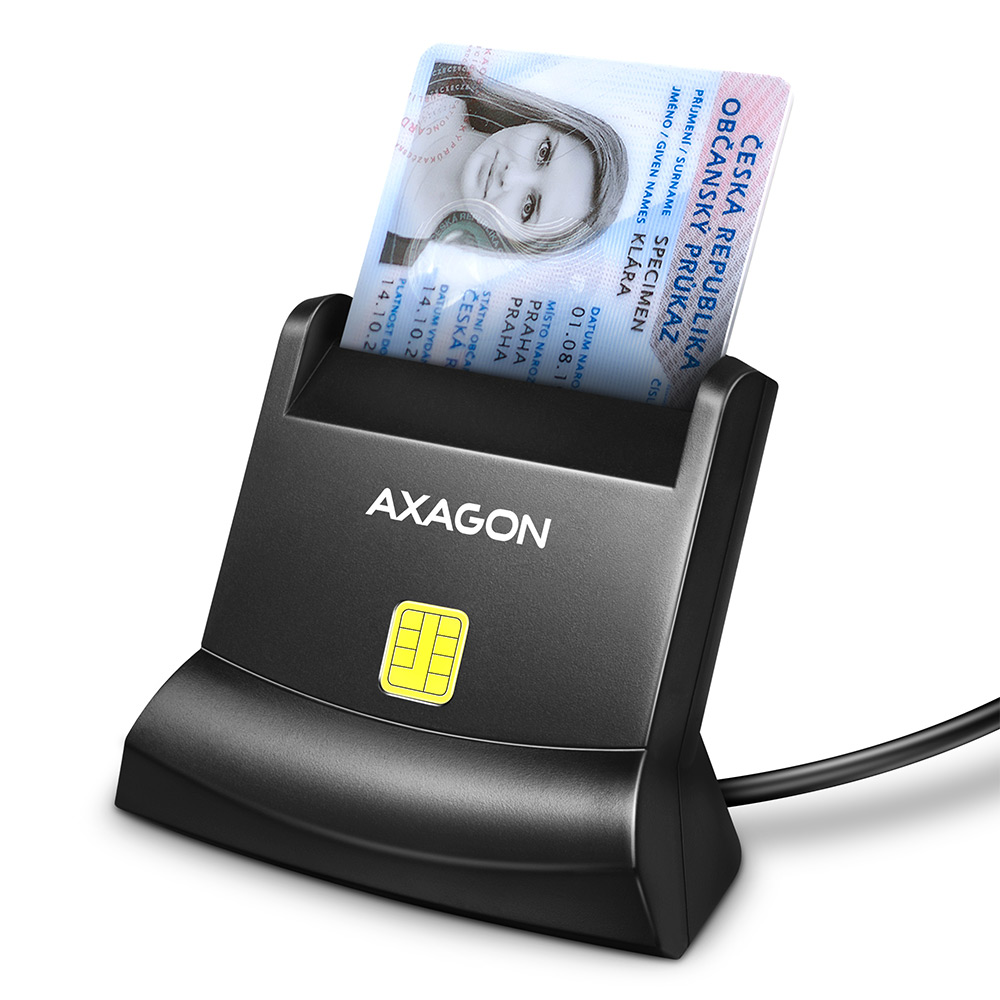 Pilt AXAGON Universal desktop USB contact Smart card/ID card reader with long, USB-A cable | CRE-SM4N