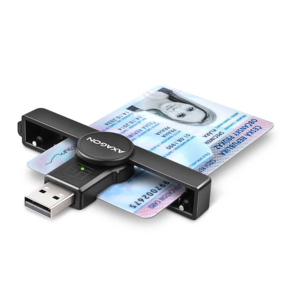 Pilt AXAGON Foldable pocket USB-A contact Smart/ID card reader | CRE-SMPA