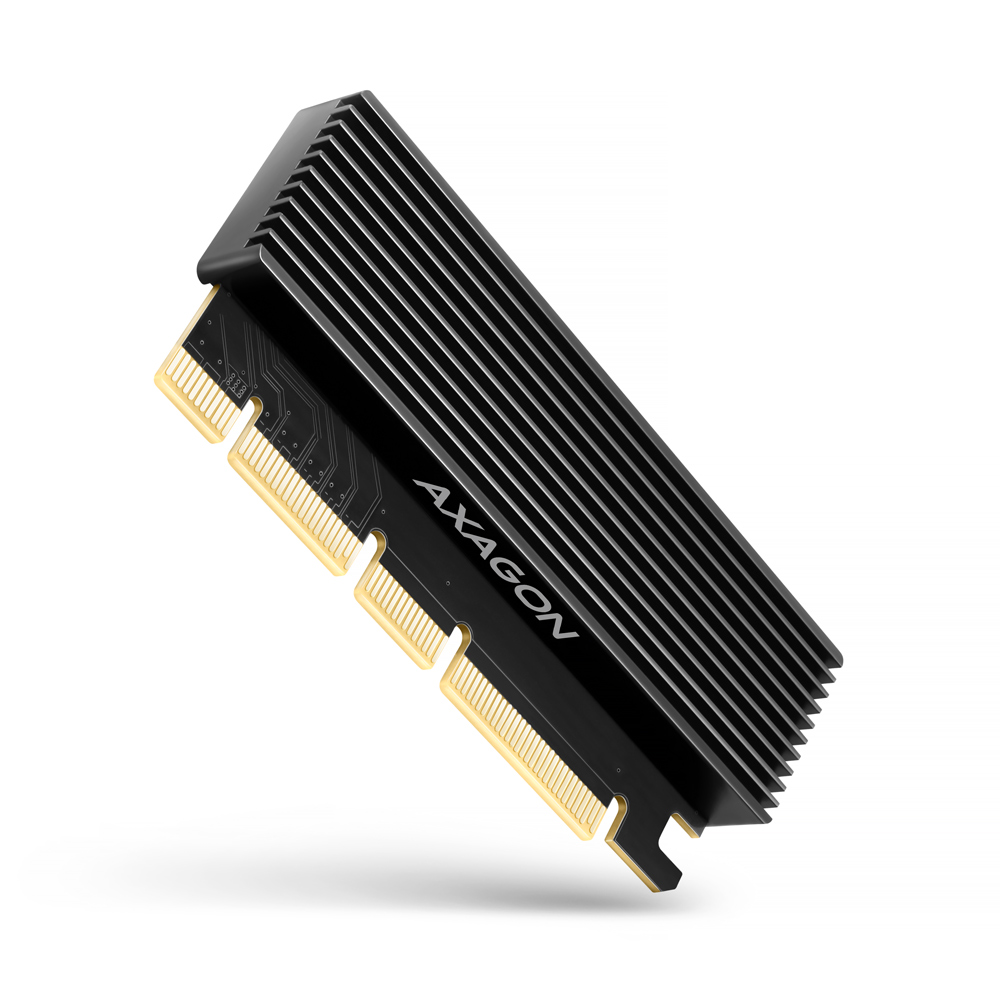 Pilt AXAGON PCI-Express x16 adapter with cooler for connecting an NVMe M.2 SSD drive to a computer | PCEM2-XS