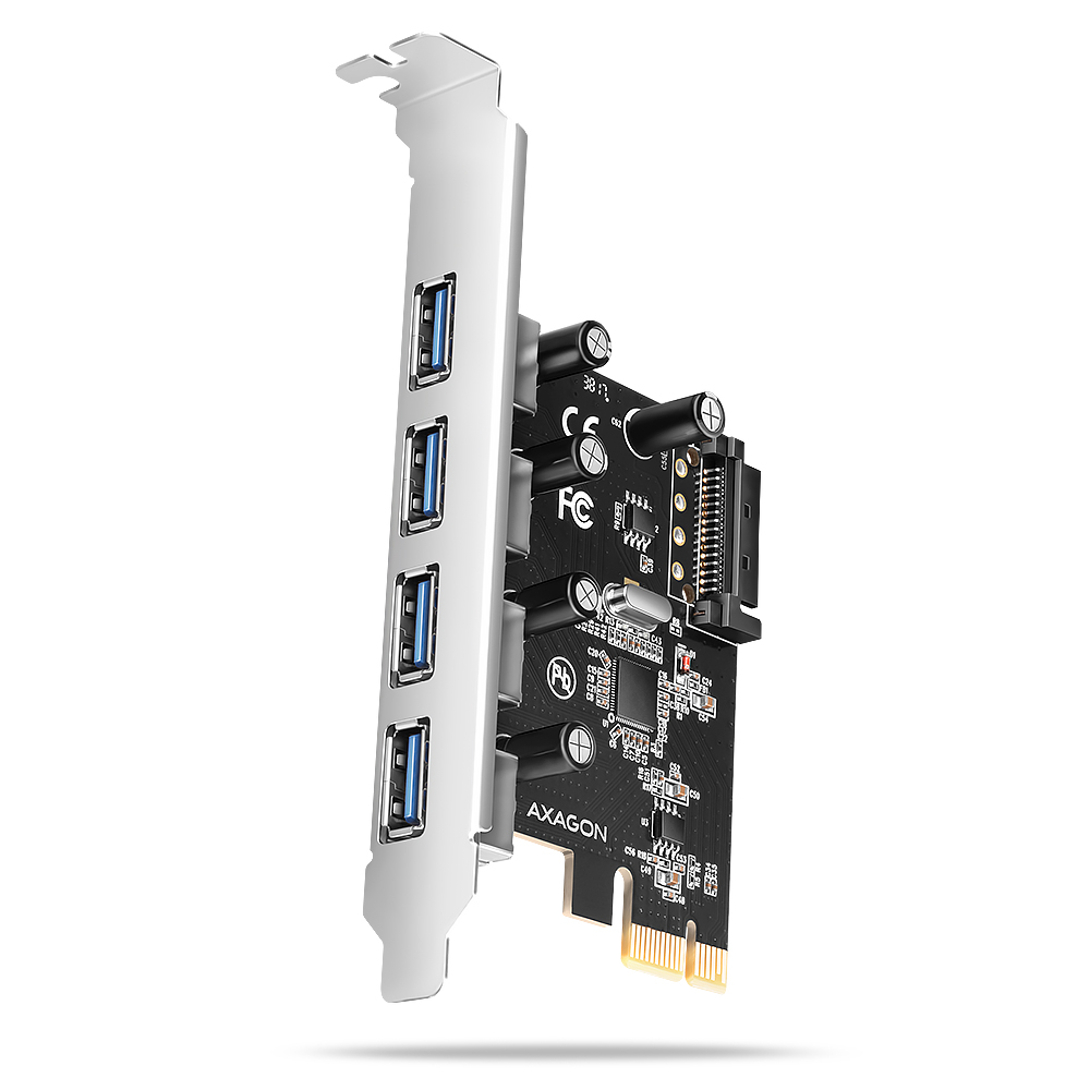 Pilt AXAGON PCI-Express card with four external USB-A 5Gbps ports | PCEU-430RS