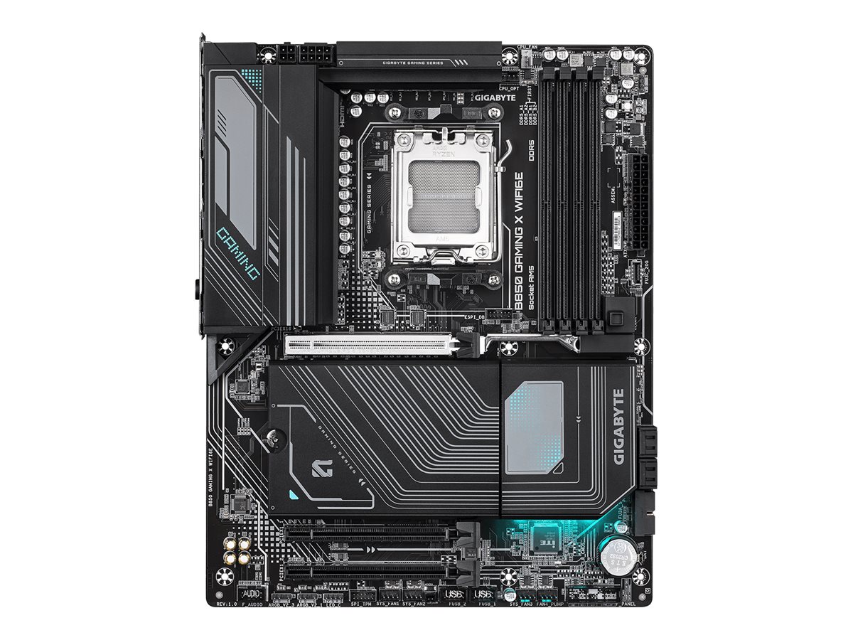 Pilt Gigabyte B850 GAMING X WIFI6E | Processor family AMD | Processor socket AM5 | DDR5 | Supported hard disk drive interfaces SATA, M.2 | Number of SATA connectors 4