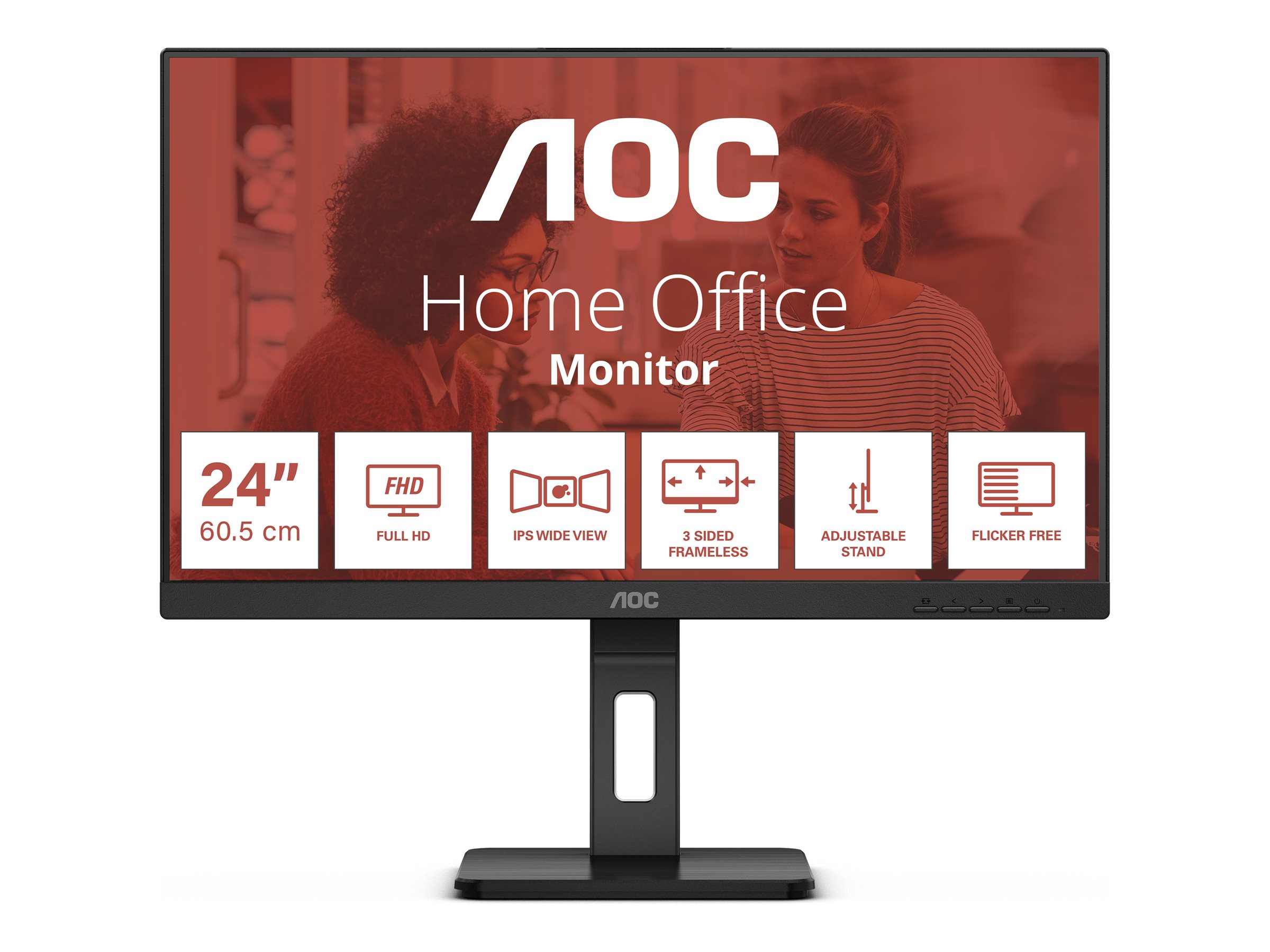 Pilt AOC 24E3QAF | 23.8 " | IPS | FHD | 16:9 | 75 Hz | 4 ms | 1920 x 1080 pixels | 300 cd/m² | HDMI ports quantity 1 | Black