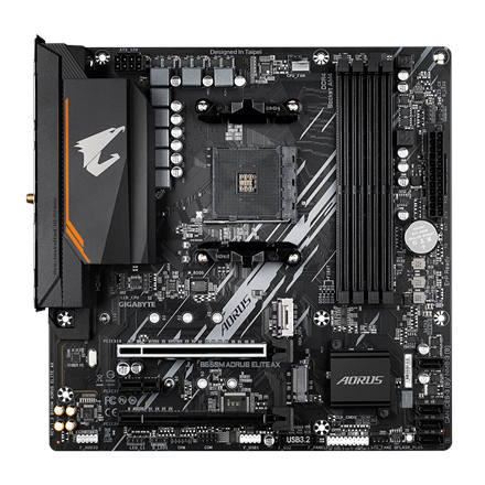 Pilt Gigabyte B550M AORUS ELITE AXG13 | Processor family AMD | Processor socket AM4 | DDR4 | Number of SATA connectors 4