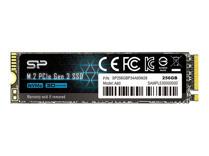 Pilt Silicon Power | SSD | P34A60 | 256 GB | Solid-state drive interface PCIe Gen3x4 | Read speed 2200 MB/s | Write speed 1600 MB/s
