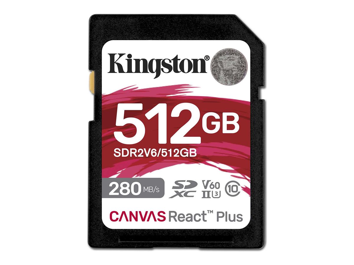 Pilt Kingston SDXC II V60 React Plus | SDR2V6/512GB | 512 GB | SDXC | Flash memory class Class 10, UHS-II, U3, V60