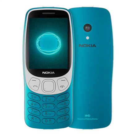 Pilt Nokia | 3210 4G (2024) | Scuba Blue | 2.4 " | 128 MB | 64 MB | Dual SIM | Bluetooth | 5.0 | USB version USB Type-C | Main camera resolution 2 MP | 1450 mAh