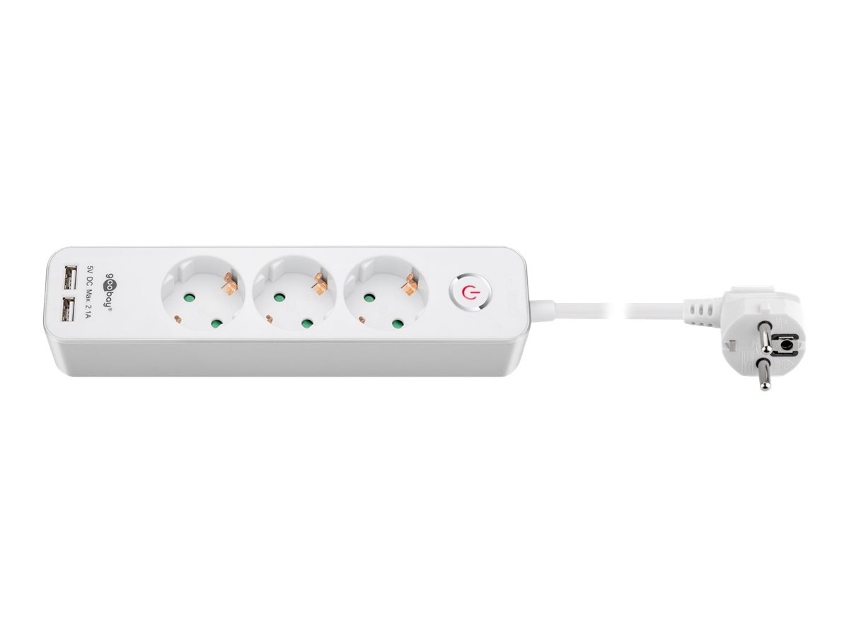 Pilt 41264 3-Way Power Strip with Switch and USB | Sockets quantity 3