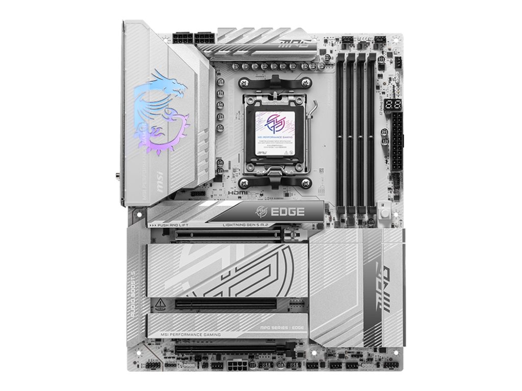Pilt MSI MPG X870E EDGE TI WIFI | Processor family AMD | Processor socket AM5 | DDR5 | Supported hard disk drive interfaces SATA, M.2 | Number of SATA connectors 4