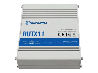 Pilt Industrial Router 4G LTE Cat6 DualSIM | RUTX11 | 802.11ac | 867 Mbit/s | 10/100/1000 Mbit/s | Ethernet LAN (RJ-45) ports 4 | Mesh Support No | MU-MiMO Yes | 4G | Antenna type 2xSMA for LTE, 2xRP-SMA for WiFi, 1xRP-SMA for Bluetooth, 1xSMA for GNSS | 1 | 24 month(s)