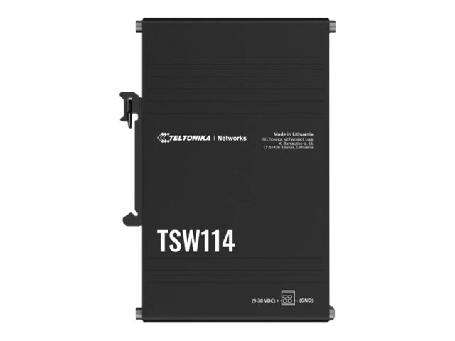 Pilt Teltonika DIN Rail Switch | TSW114 | Unmanaged | Wall-mountable | Gigabit Ethernet (copper) ports quantity 5 | Power supply type 2-pin industrial DC power socket