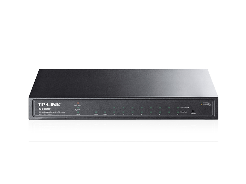 Pilt TP-LINK | Switch | TL-SG2210P | Web Managed | Desktop | 1 Gbps (RJ-45) ports quantity | SFP ports quantity 2 | PoE ports quantity 8 | Power supply type External | 36 month(s)