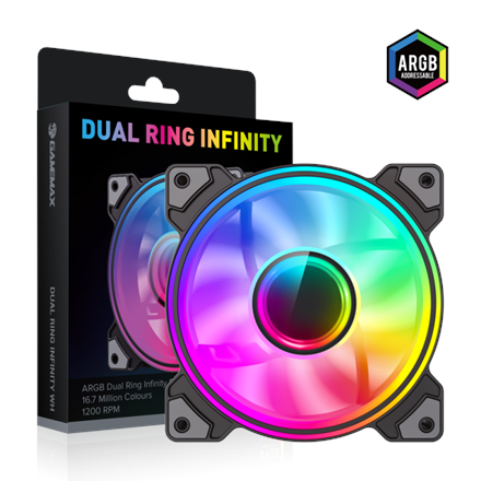 Pilt Gamemax Case Fan | DUAL RING INFINITY BK | Black