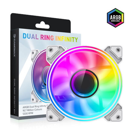 Pilt Gamemax Case Fan | DUAL RING INFINITY WH | White