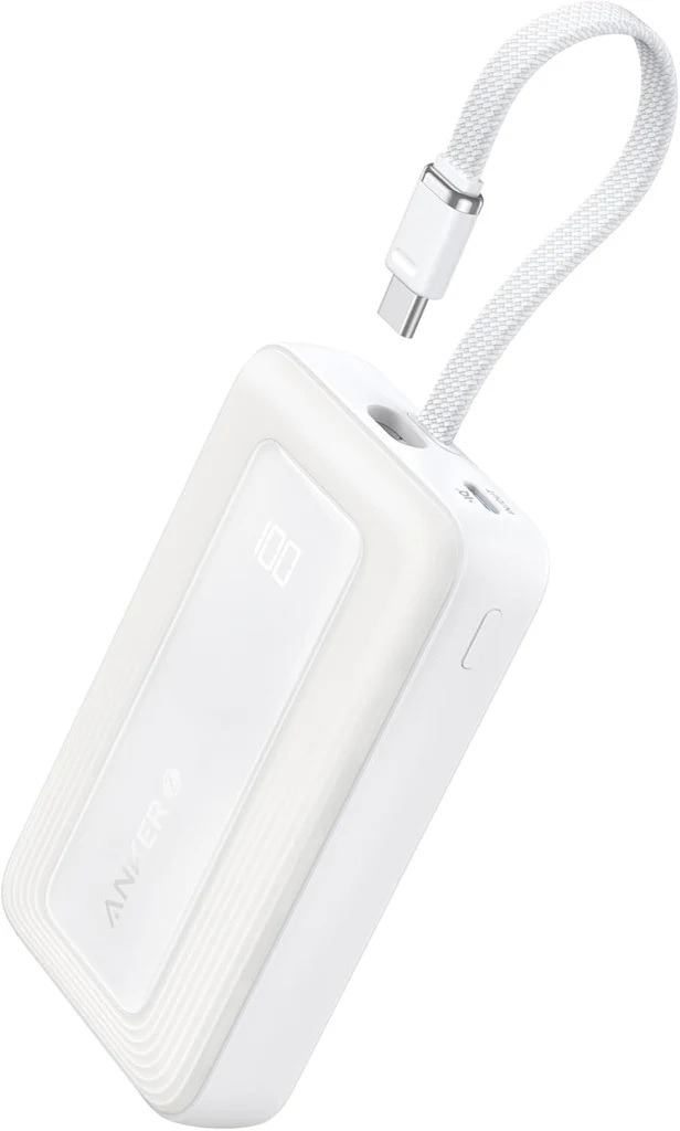 Pilt Anker Power Bank, Built-In USB-C Cable, 30W | A1688H21 | 10000 mAh | White