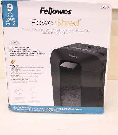 Pilt SALE OUT. Fellowes Powershred LX50 Cross-Cut Shredder | Powershred | LX50 | Black | 17 L | Credit cards shredding | DAMAGED PACKAGING, SCRATCHED | Paper handling standard/output 9 sheets per pass | Cross-Cut Shredder | Warranty 24 month(s)