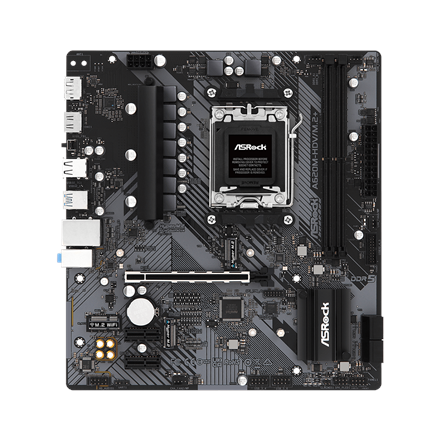 Pilt ASRock A620M-HDV/M.2+ | Processor family AMD | Processor socket AM5 | DDR5 | Supported hard disk drive interfaces SATA, M.2 | Number of SATA connectors 4