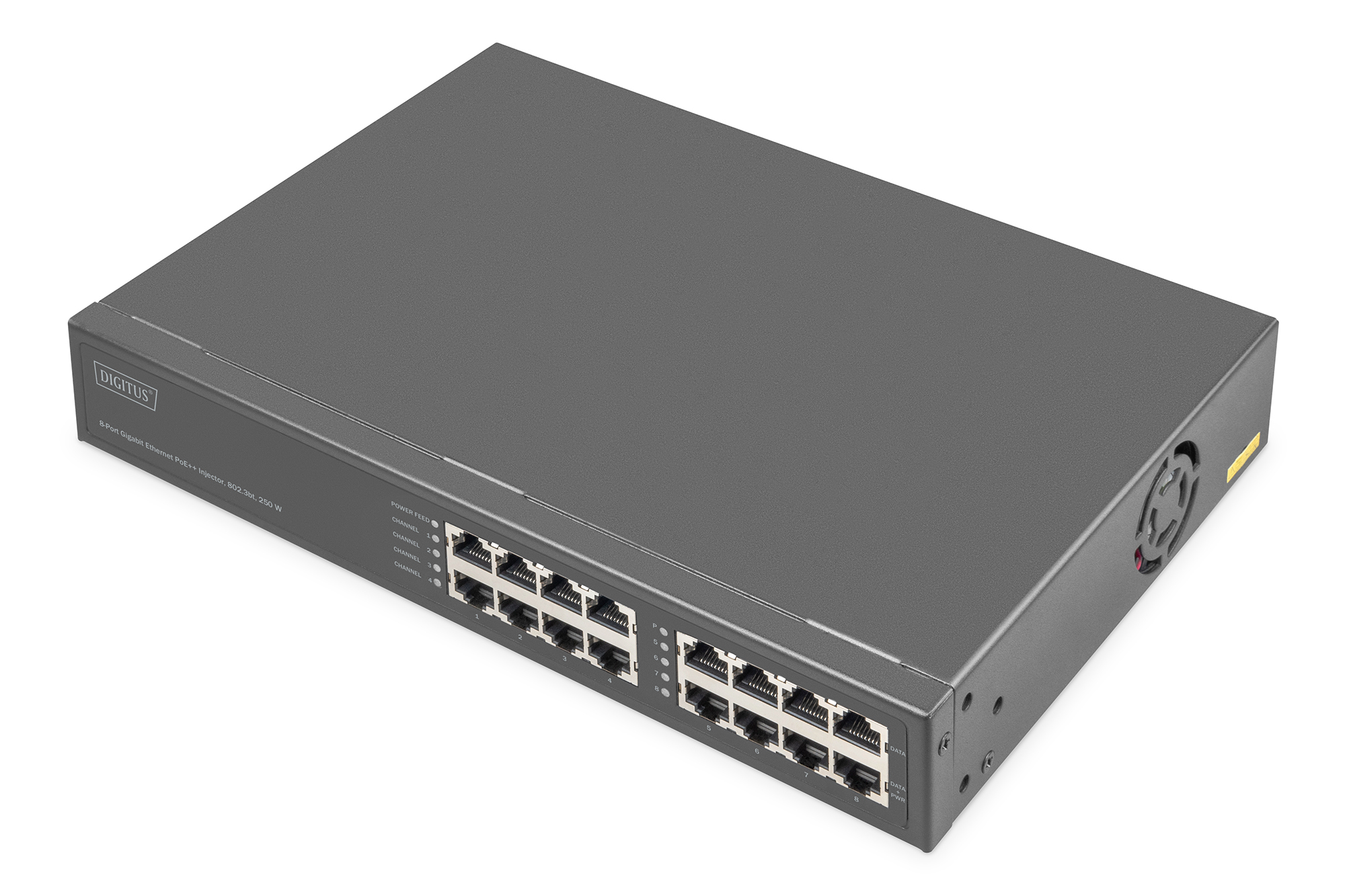 Pilt 8-Port Gigabit Ethernet PoE Injector, 802.3bt, 250 W | DN-95118