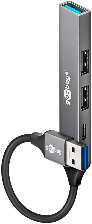 Pilt Goobay Slim 4-Port USB Hub, USB-A to USB-C/USB-A, 5 Gbit/s | 74458