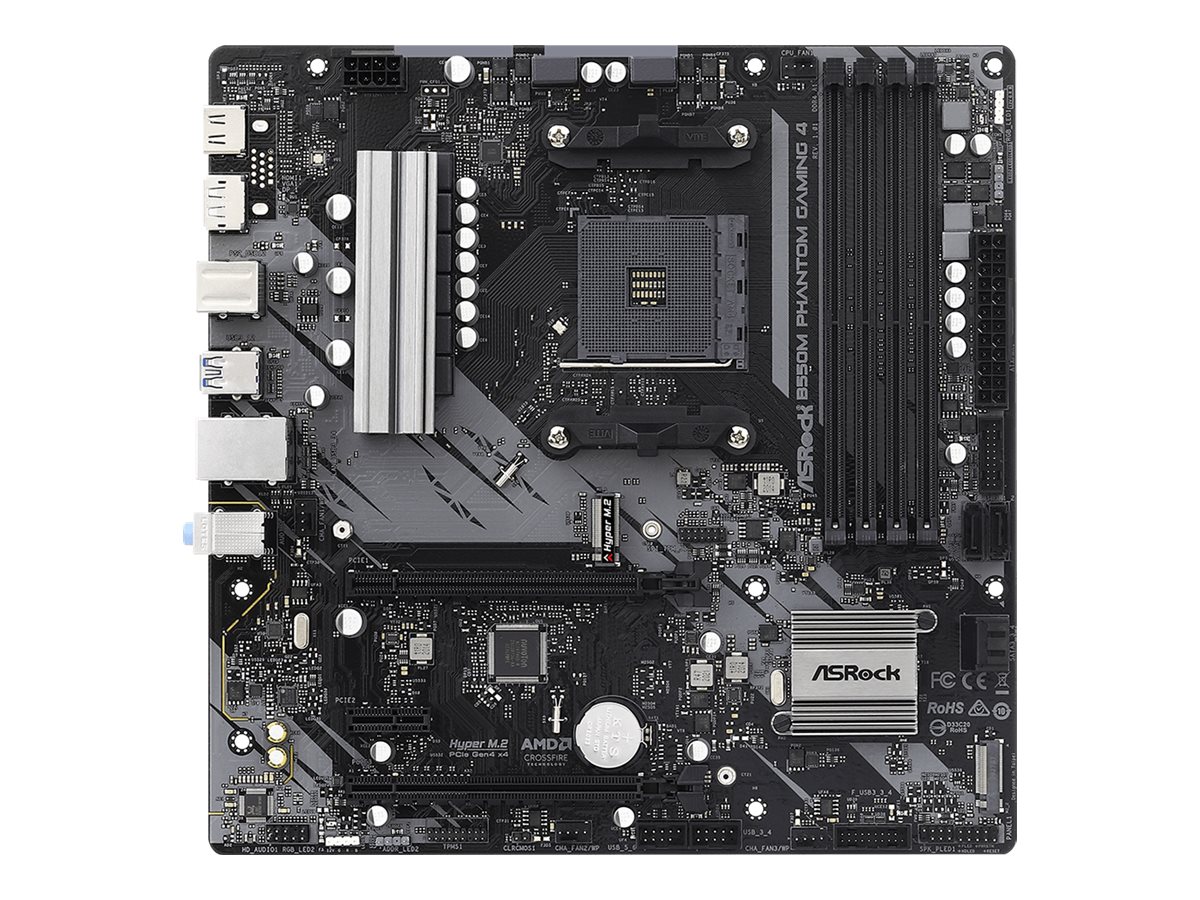 Pilt ASRock B550M Phantom Gaming 4 | Processor family AMD | Processor socket AM4 | DDR4 | Supported hard disk drive interfaces SATA, M.2 | Number of SATA connectors 4